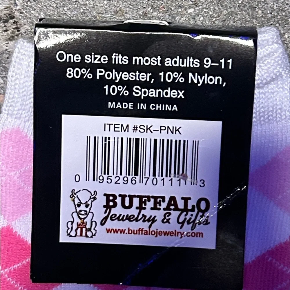 Breast Cancer Awareness Buffalo David Bitton Pink Argyle Crew Socks